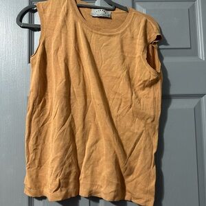 Casual Sleeveless Orange Muscle Tee